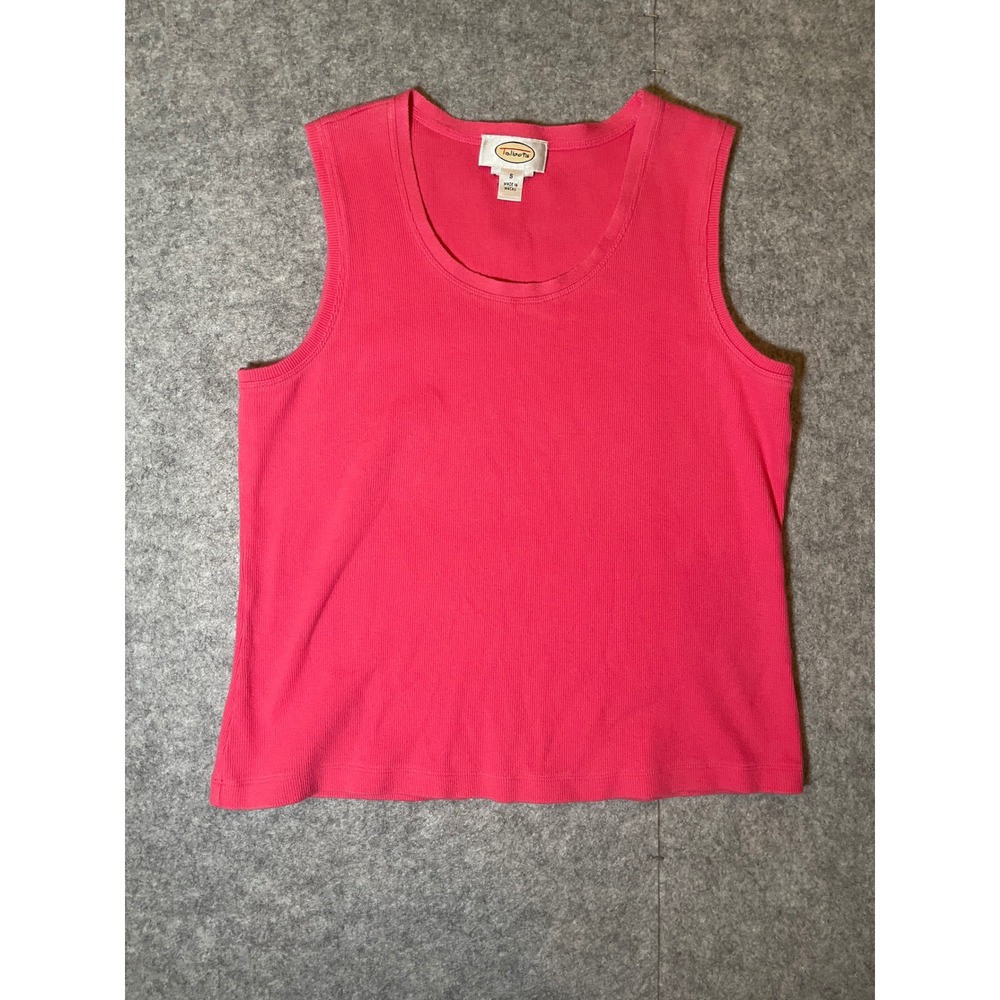Talbots Womens Pink Ribbed Scoop Neck Sleeveless Tank Top Size S